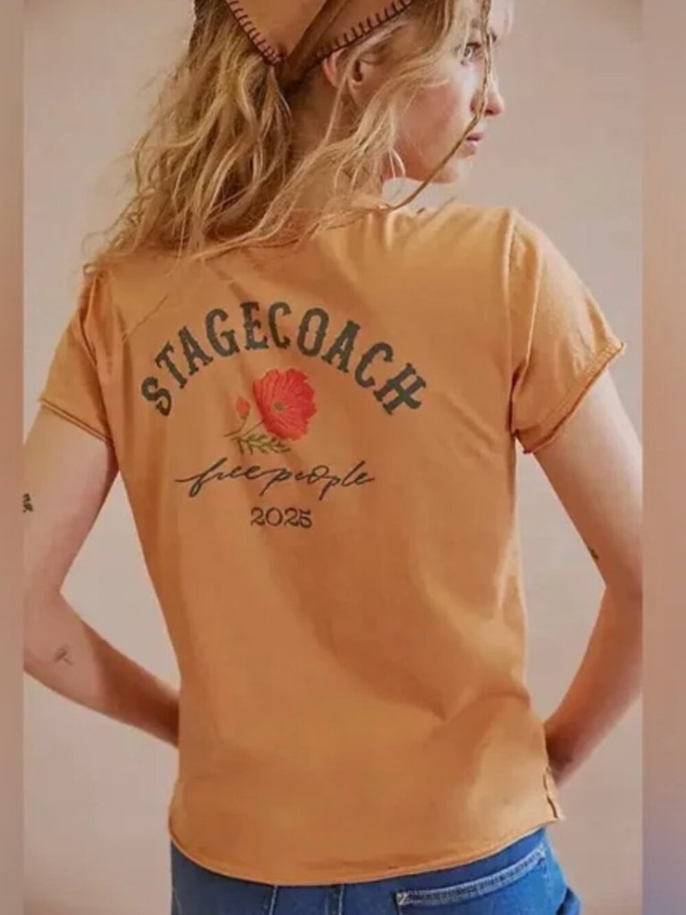 NWOT Free People  X Stagecoach tee Medium  100% Organic Cotton - Picture 5 of 9